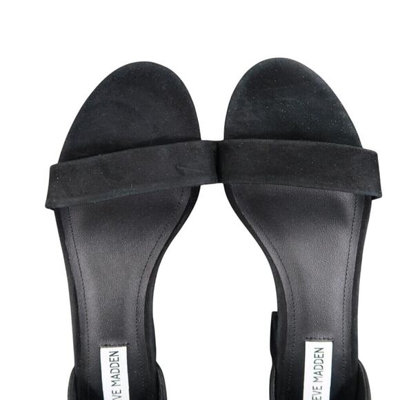 Steve Madden Shoes Womens 8 Sandal Dressy Block Heel Leather Black Ankle Strap - Picture 9 of 13